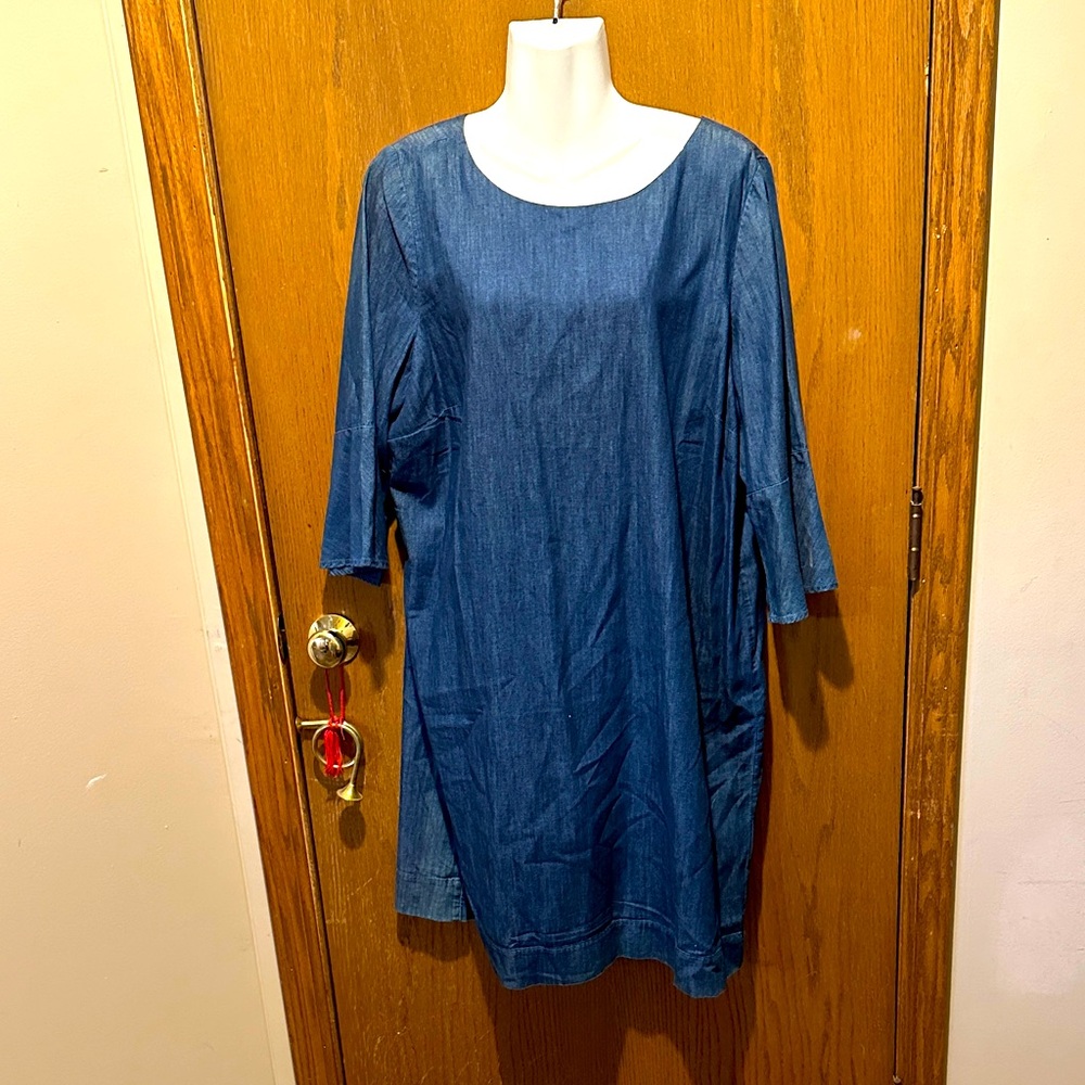 Talbots Blue Denim Dress knee length 16wp new with tags